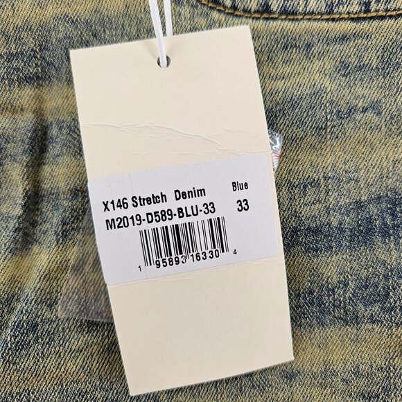 mnml Jeans Mens 33 Blue X146 Stretch Denim Distressed Slim Fit - Picture 3 of 16